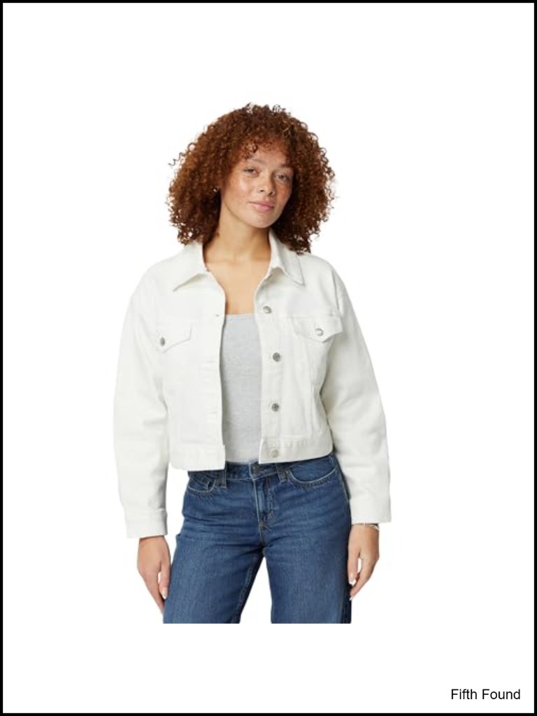 Women's Low Stretch Relaxed-Fit Cropped Denim Jacket